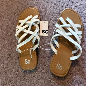 SO Women's Cream Strappy Sandals